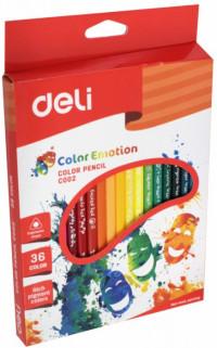 DELI Карандаши цветов "Color Emotion", трехгранные, 36 цветов