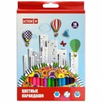 Action! Набор цветных карандашей с улучшенным грифелем, 18 цветов, 3 мм