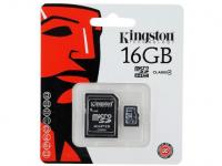 Kingston Карта памяти Micro SDHC 16GB Class 4 SDC4/16GB + адаптер SD