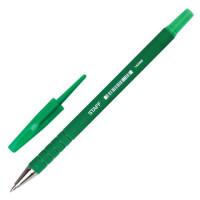 Staff Ручка шариковая, корпус прорезиненный зеленый, линия 0,35 мм, зеленая