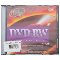 VS Диски DVD-RW VS, 4,7Gb, 4x, VSDVDRB5001, 5 штук