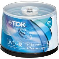 TDK Диск DVD-R TDK, 4.7Gb, 16х, Cake Box, 50 штук