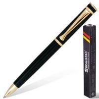 BRAUBERG Ручка шариковая бизнес-класса "Perfect Black", черный корпус, золотистые детали, 1 мм, синяя
