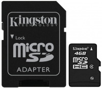 Kingston micro SDHC 4Гб class 4 + адаптер