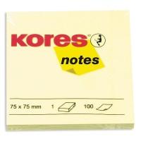 Kores Блок-кубик "Kores", 75x75 мм, желтый, 100 листов