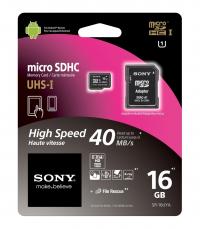 Sony microsdhc 16gb class 10 + адаптер (sr16uyat)