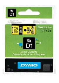 DYMO Картридж с лентой D1, черный на желтом, 6 мм х 7 м