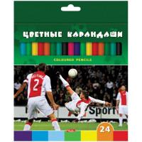 Hatber Карандаши цветные "Футбол", 24 цвета