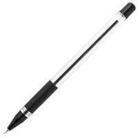 Index Ручка шариковая, прозрачный корпус, резиновая накладка, 0,9 мм, масляные чернила, черная