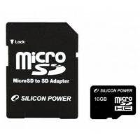 Silicon Power microSDHC 16Gb Class 4 + adapter