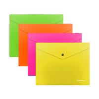 ErichKrause Папка-конверт на кнопке "Glossy Neon", полупрозрачная, A5+
