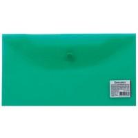 BRAUBERG Папка-конверт с кнопкой &quot;Brauberg&quot;, 250x135 мм, 150 мкм, цвет тонированный зеленый