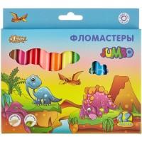 №1 School Фломастеры "Jumbo. Дино", 12 цветов