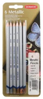 Derwent Набор цветных карандашей "Metallic", 6 цветов