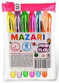 MAZARI Набор гелевых ручек "Mini flou", 6 флуоресцентных цветов