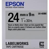 Epson Лента для этикет-принтера "LK-6SBE", матовая, 24 мм, 9 м, черный, серебристый, арт. C53S656009
