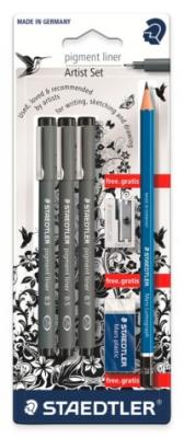 Staedtler Набор ручек капилярных "Pigment Liner 308", 3 ручки, карандаш, ластик, точилка