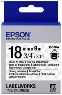 Epson Лента для этикет-принтера LK-5TBW, 18 мм, белый, прозрачный