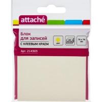 ATTACHE Блок-кубик с клеевым краем "Attache", 76х76 мм, пастельный желтый, 100 листов