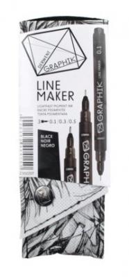 Derwent Набор капиллярных ручек "Graphik Line Maker", черный, 3 штуки