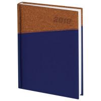 BRAUBERG Ежедневник датированный на 2019 год "Cork", А5, 168 листов, цвет обложки синий, коричневый