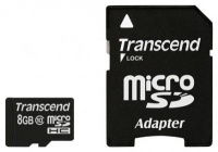 Transcend microSDHC 8Гб class 10 + адаптер SD