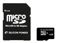 Silicon Power microSDHC 4Gb Class 10 + adapter