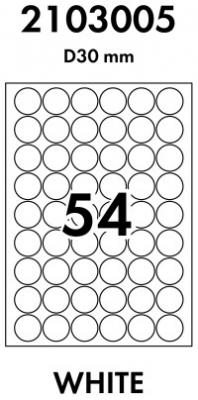 LOMOND Самоклеящаяся бумага универсальная для этикеток, А4, 54 деления (Д=30 мм), 70 г/м2, 50 листов