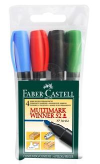 Faber-Castell Маркеры перманентные "Winner 52", 4 цвета