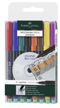 Faber-Castell Ручки капиллярные для письма на CD "Multimark 1523 S", перманентные, 8 штук