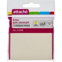 ATTACHE Блок-кубик с клеевым краем "Attache", Z-сложение, 76х76 мм, пастельный желтый, 100 листов