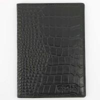 S.Quire Обложка для паспорта S.Quire, натуральная воловья кожа, черная, фактурная, 9,9x13,4 см