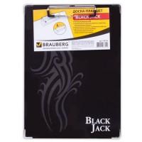 BRAUBERG Доска-планшет с верхним прижимом "Black Jack", А4, 22,6x31,5 см, цвет черный