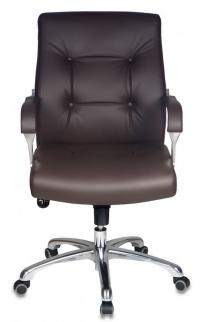 БЮРОКРАТ boss-low/brown кресло руководителя, низкая спинка, коричневый, кожа, крестовина алюминий