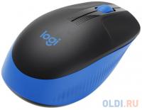 Logitech Мышь M190 черный/синий оптическая (1000dpi) беспроводная USB (2but)