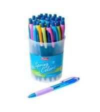Hatber Ручка шариковая автоматическая "Spring colors", синяя, 0,7 мм, ассорти