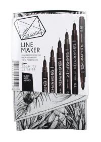 Derwent Набор капиллярных ручек "Graphik Line Maker", черный, 6 штук