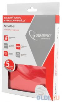 Gembird Внешний корпус 2.5&quot; EE2-U3S-61 красный металлик, USB 3.0, SATA, нержавеющая сталь