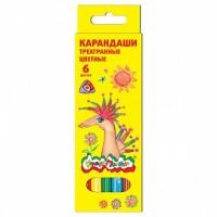 Каляка-Маляка Карандаши цветные короткие трехгранные с заточкой (6 цветов)