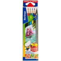 Berlingo Карандаши пластиковые "Корабли", 6 цветов + 1 чернографитный карандаш HB