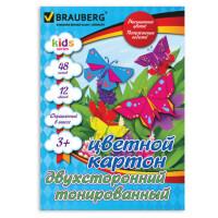 BRAUBERG Цветной картон "Brauberg", тонированный в массе, А4, 48 листов, 12 цветов, 180 г/м2