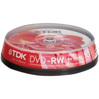 TDK Диск DVD-RW TDK, 4.7Gb, 4x, Cake Box, 10 штук
