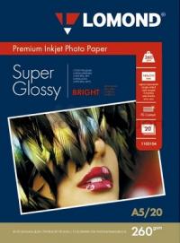 LOMOND Super Glossy Bright, А5, 260г/м2, 20листов