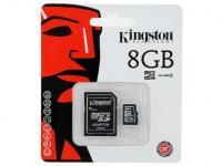 Карта памяти Micro SDHC 8GB Class 4 Kingston SDC4/8GB + адаптер SD