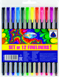 CENTRUM Ручки капилярные "Fineliners", 0,7 мм, 12 цветов