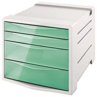 Esselte Блок из 4 закрытых лотков для бумаги, настольный "Colour'Ice", 285х245х365 мм, цвет серый, зеленый