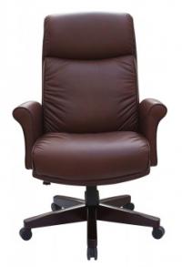 БЮРОКРАТ inspector/brown кресло руководителя, коричневый, кожа, накладки дерево