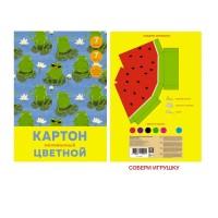 Канц-Эксмо Набор цветного мелованного картона "Хор лягушек", 7 листов, 7 цветов
