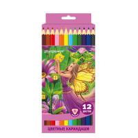 School Карандаши цветные "Цветочные феи", трехгранные, 12 цветов