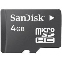Sandisk Карта памяти MicroSDHC, 4GB, Class 4 с адаптером